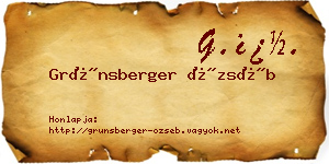 Grünsberger Özséb névjegykártya